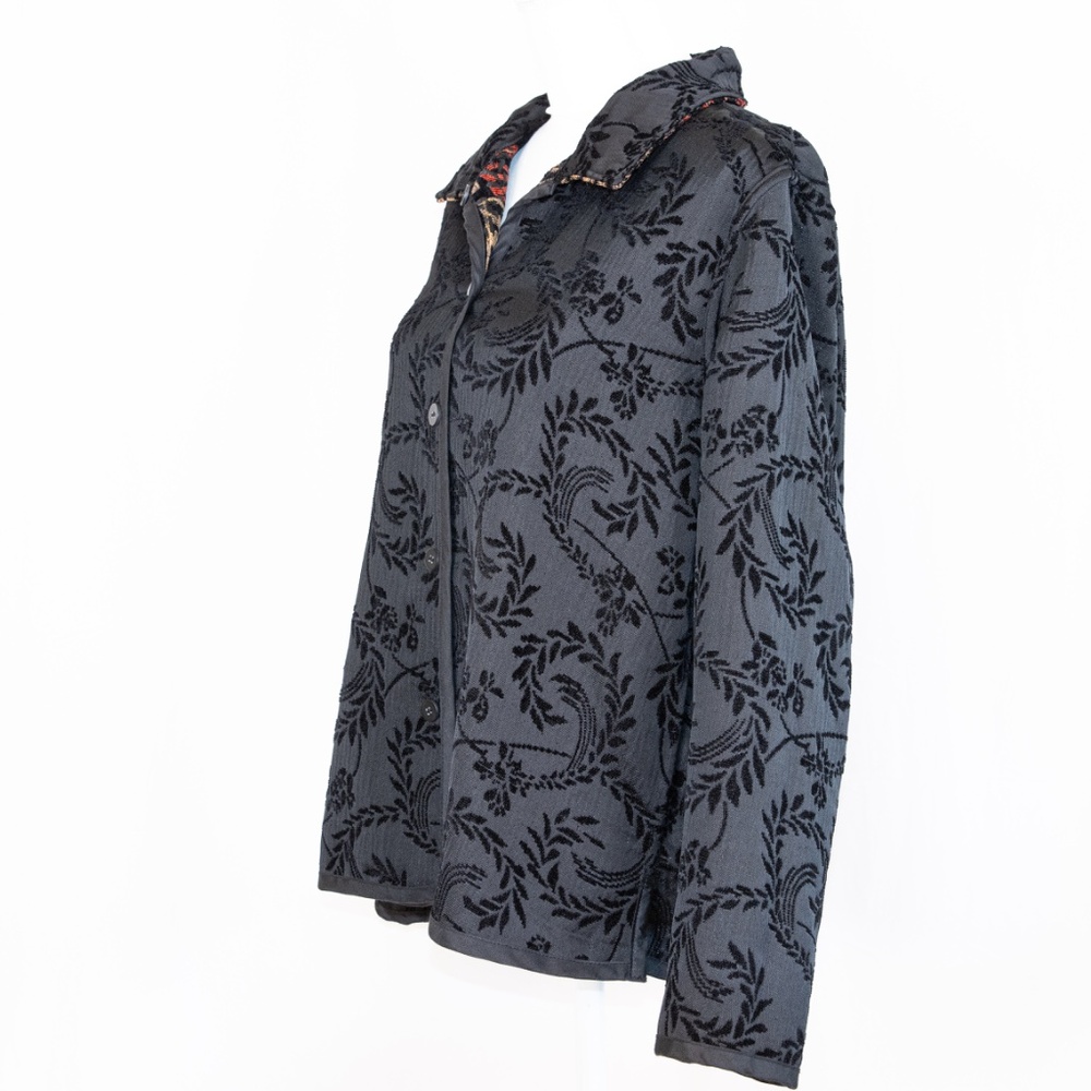 Coldwater Creek Reversible Blazer Red/Black/Gold Pattern & Black Embroidered - Picture 9 of 15